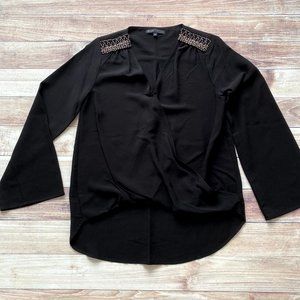 Women's Gibson Faux Wrap Blouse with Shoulder Bling | Size XS